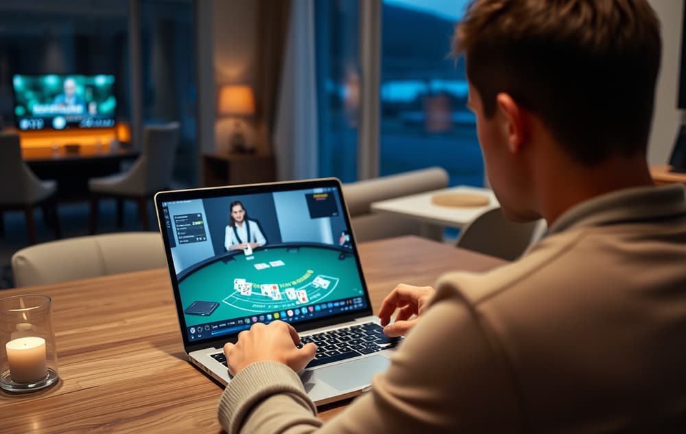 Spiller live blackjack med ekte dealer på norsk nettcasino